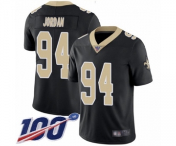 Men's New Orleans Saints #94 Cameron Jordan Black Team Color Vapor Untouchable Limited Player 100th Season Football Jersey