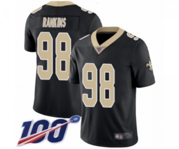 Men's New Orleans Saints #98 Sheldon Rankins Black Team Color Vapor Untouchable Limited Player 100th Season Football Jersey