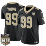 Men's New Orleans Saints #99 Chase Young Black 2026 F.U.S.E With 3-Star C Patch And 60th Anniversary Patch Vapor Limited Football Stitched Jersey Men's New Orleans Saints #99 Chase Young Black 2026 F.U.S.E With 3-Star C Patch And 60th Anniversary Patch Vapor Limited Football Stitched Jersey