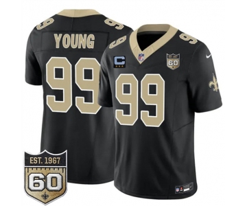 Men's New Orleans Saints #99 Chase Young Black 2026 F.U.S.E With 3-Star C Patch And 60th Anniversary Patch Vapor Limited Football Stitched Jersey