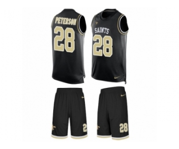 Men's Nike New Orleans Saints #28 Adrian Peterson Limited Black Tank Top Suit NFL Jersey