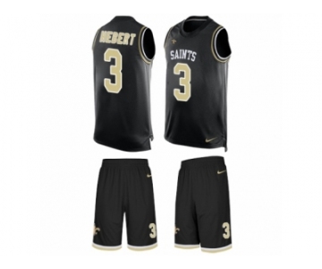 Men's Nike New Orleans Saints #3 Bobby Hebert Limited Black Tank Top Suit NFL Jersey