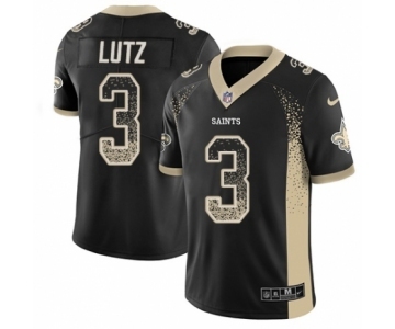 Men's Nike New Orleans Saints #3 Wil Lutz Limited Black Rush Drift Fashion NFL Jersey