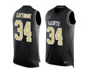 Men's Nike New Orleans Saints #34 Marshon Lattimore Limited Black Player Name & Number Tank Top NFL Jersey