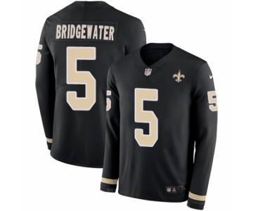 Men's Nike New Orleans Saints #5 Teddy Bridgewater Limited Black Therma Long Sleeve NFL Jersey