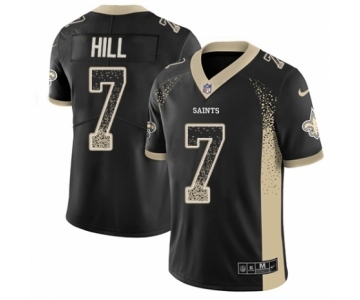 Men's Nike New Orleans Saints #7 Taysom Hill Limited Black Rush Drift Fashion NFL Jersey