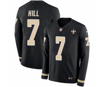 Men's Nike New Orleans Saints #7 Taysom Hill Limited Black Therma Long Sleeve NFL Jersey