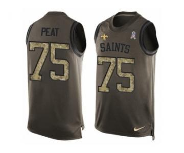 Men's Nike New Orleans Saints #75 Andrus Peat Limited Green Salute to Service Tank Top NFL Jersey