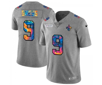 New Orleans Saints #9 Drew Brees Men's Nike Multi-Color 2020 NFL Crucial Catch NFL Jersey Greyheather