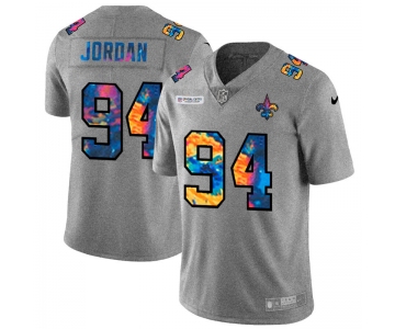 New Orleans Saints #94 Cameron Jordan Men's Nike Multi-Color 2020 NFL Crucial Catch NFL Jersey Greyheather