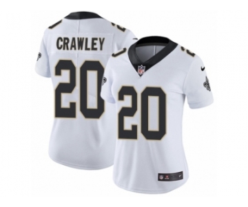 Women Nike New Orleans Saints #20 Ken Crawley White Vapor Untouchable Limited Player NFL Jersey
