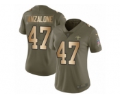 Women Nike New Orleans Saints #47 Alex Anzalone Limited Olive Gold 2017 Salute to Service NFL Jersey