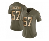 Women Nike New Orleans Saints #57 Rickey Jackson Limited Olive Gold 2017 Salute to Service NFL Jersey