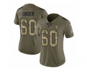 Women Nike New Orleans Saints #60 Max Unger Limited Olive Camo 2017 Salute to Service NFL Jersey
