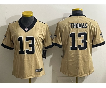 Women's New Orleans Saints #13 Michael Thomas Gold Alternate Vapor Limited Football Stitched Jersey