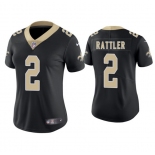 Women's New Orleans Saints #2 Spencer Rattler Black 2025 Vapor Limited Football Stitched Jersey