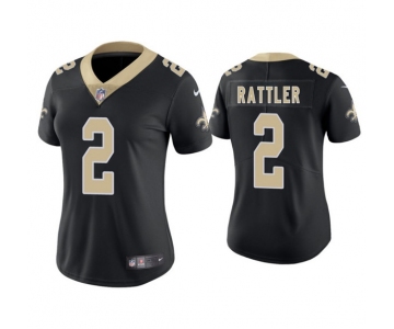 Women's New Orleans Saints #2 Spencer Rattler Black 2025 Vapor Limited Football Stitched Jersey