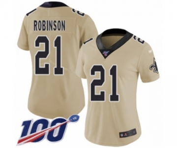 Women's New Orleans Saints #21 Patrick Robinson Limited Gold Inverted Legend 100th Season Football Jersey
