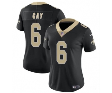 Women's New Orleans Saints #6 Willie Gay Black Vapor Football Stitched  Jersey