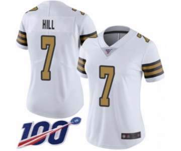 Women's New Orleans Saints #7 Taysom Hill Limited White Rush Vapor Untouchable 100th Season Football Jersey