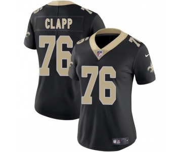Women's New Orleans Saints #76 Will Clapp Black 2025 Vapor Stitched Game Jersey