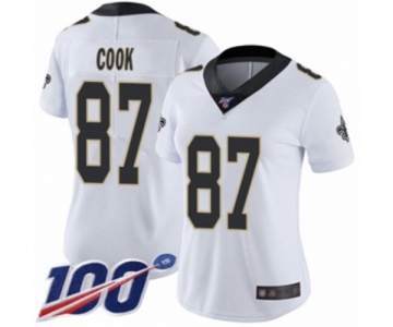 Women's New Orleans Saints #87 Jared Cook White Vapor Untouchable Limited Player 100th Season Football Jersey