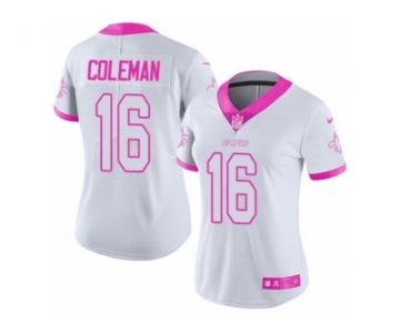 Women's Nike New Orleans Saints #16 Brandon Coleman Limited White-Pink Rush Fashion NFL Jersey