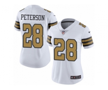 Women's Nike New Orleans Saints #28 Adrian Peterson Limited White Rush NFL Jersey