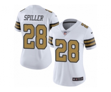 Women's Nike New Orleans Saints #28 C.J. Spiller Limited White Rush NFL Jersey