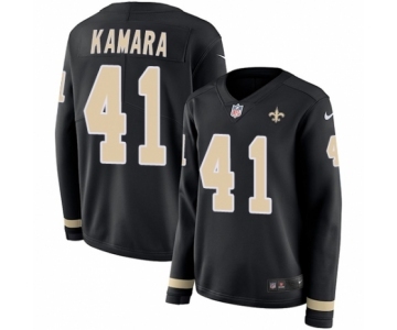 Women's Nike New Orleans Saints #41 Alvin Kamara Limited Black Therma Long Sleeve NFL Jersey