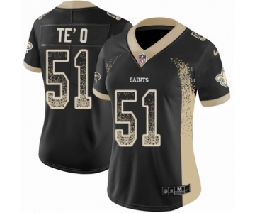 Women's Nike New Orleans Saints #51 Manti Te'o Limited Black Rush Drift Fashion NFL Jersey