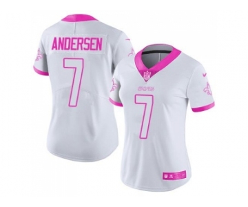 Women's Nike New Orleans Saints #7 Morten Andersen White Pink Stitched NFL Limited Rush Fashion Jersey
