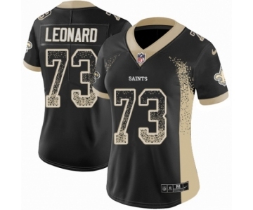 Women's Nike New Orleans Saints #73 Rick Leonard Limited Black Rush Drift Fashion NFL Jersey