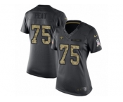 Women's Nike New Orleans Saints #75 Andrus Peat Limited Black 2016 Salute to Service NFL Jersey