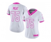 Women's Nike New Orleans Saints #75 Andrus Peat White PinkStitched NFL Limited Rush Fashion Jersey