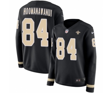 Women's Nike New Orleans Saints #84 Michael Hoomanawanui Limited Black Therma Long Sleeve NFL Jersey