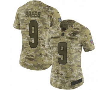 Women's Nike New Orleans Saints #9 Drew Brees Limited Camo 2018 Salute to Service NFL Jersey