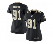 Women's Nike New Orleans Saints #91 Alex Okafor Limited Black Team Color NFL Jersey