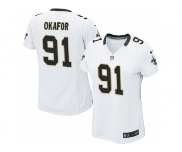 Women's Nike New Orleans Saints #91 Alex Okafor Limited White NFL Jersey