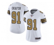 Women's Nike New Orleans Saints #91 Alex Okafor Limited White Rush NFL Jersey