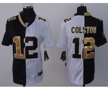 nike women nfl jerseys new orleans saints #12 colston white-black[nike split]