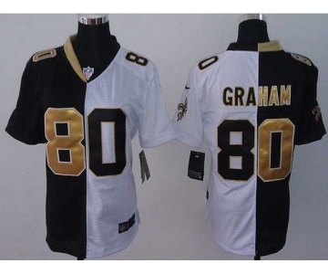 nike women nfl jerseys new orleans saints #80 graham white-black[nike split]