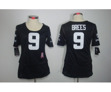 nike women nfl jerseys new orleans saints #9 brees black[breast cancer awareness]