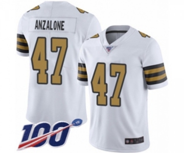 Youth New Orleans Saints #47 Alex Anzalone Limited White Rush Vapor Untouchable 100th Season Football Jersey