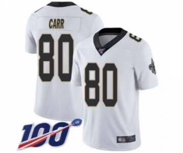 Youth New Orleans Saints #80 Austin Carr White Vapor Untouchable Limited Player 100th Season Football Jersey
