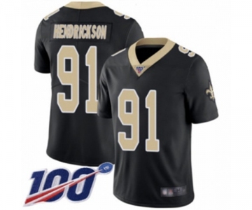 Youth New Orleans Saints #91 Trey Hendrickson Black Team Color Vapor Untouchable Limited Player 100th Season Football Jersey