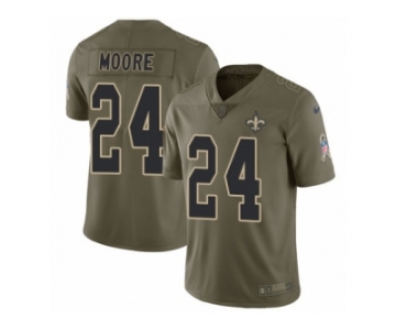 Youth Nike New Orleans Saints #24 Sterling Moore Limited Olive 2017 Salute to Service NFL Jersey