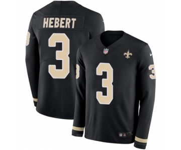 Youth Nike New Orleans Saints #3 Bobby Hebert Limited Black Therma Long Sleeve NFL Jersey