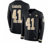 Youth Nike New Orleans Saints #41 Alvin Kamara Limited Black Therma Long Sleeve NFL Jersey
