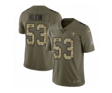 Youth Nike New Orleans Saints #53 A.J. Klein Limited Olive Camo 2017 Salute to Service NFL Jersey